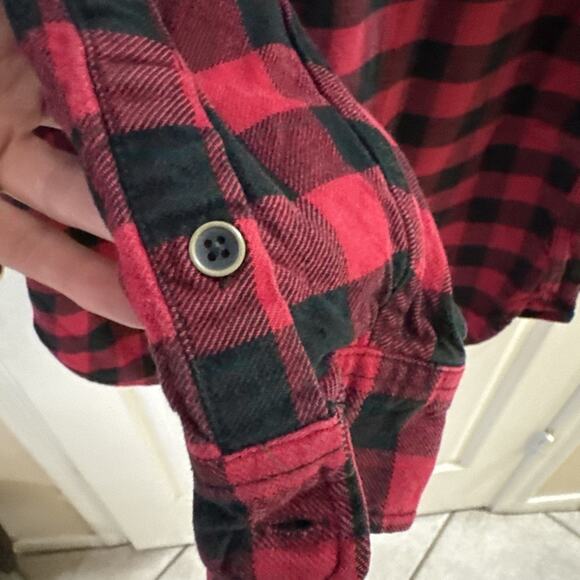 JACHS Men’s Brawny Flannel Shirt Black and Red Size Large/Tall - Picture 14 of 16